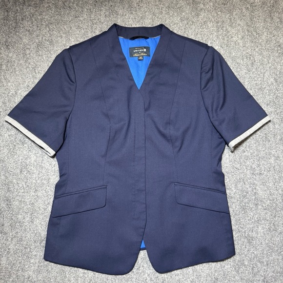 Brooks Brothers Blazer Women 12P Navy Wool Stretch Tech‎ UNITED Airline Uniform